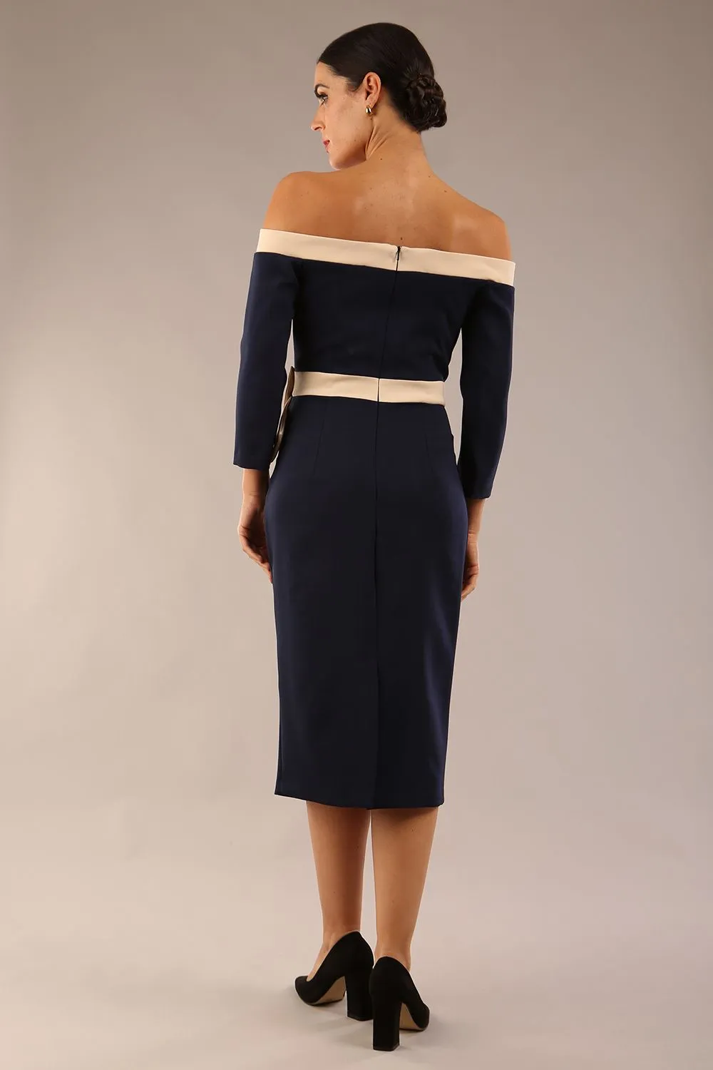Brittany Off Shoulder Bow detail Pencil Dress