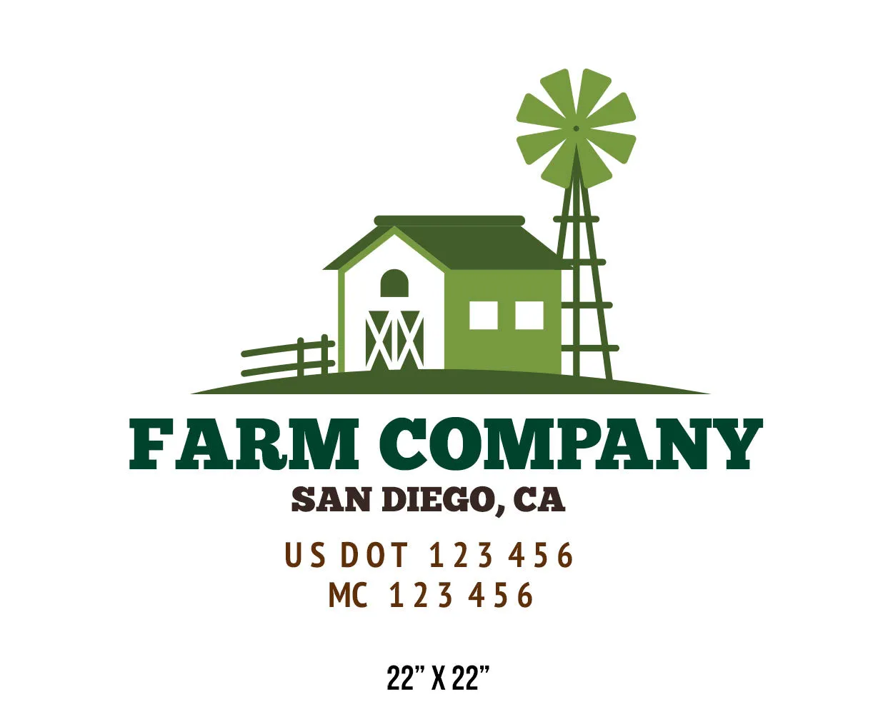Farm Company Name Truck Decal (USDOT), 2 Pack