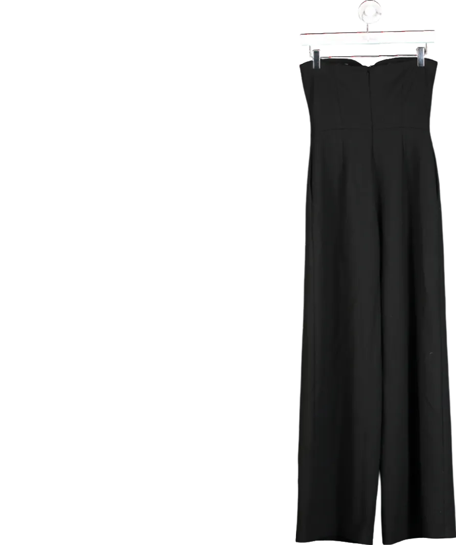 Karen Millen Black Compact Stretch Bandeau Tailored Wide Leg Jumpsuit UK 6